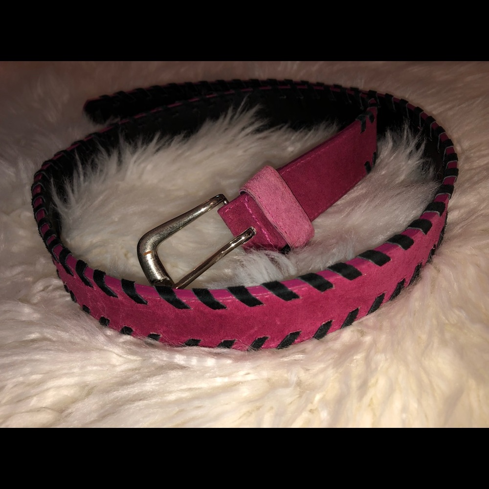 Suede Pink with black threads belt